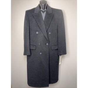 Vintage Bradley Jons Charcoal Trench Coat Barney Overcoat Wool Cashmere Men's 40